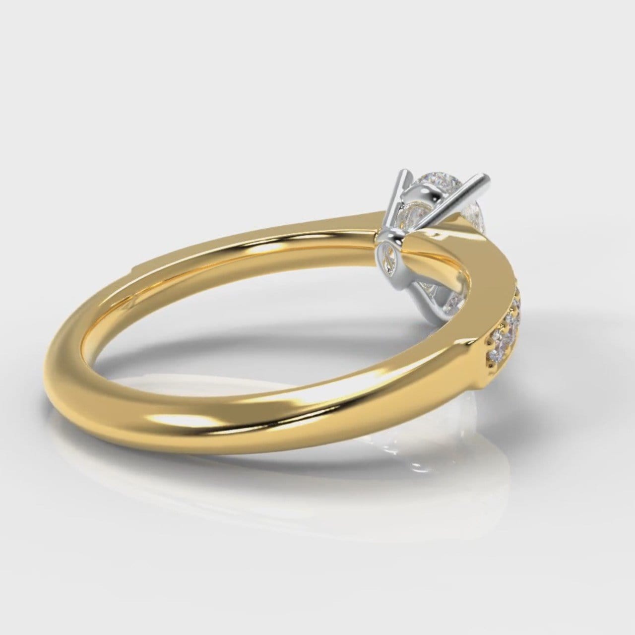 Pavé Pear Diamond Engagement Ring - Yellow Gold