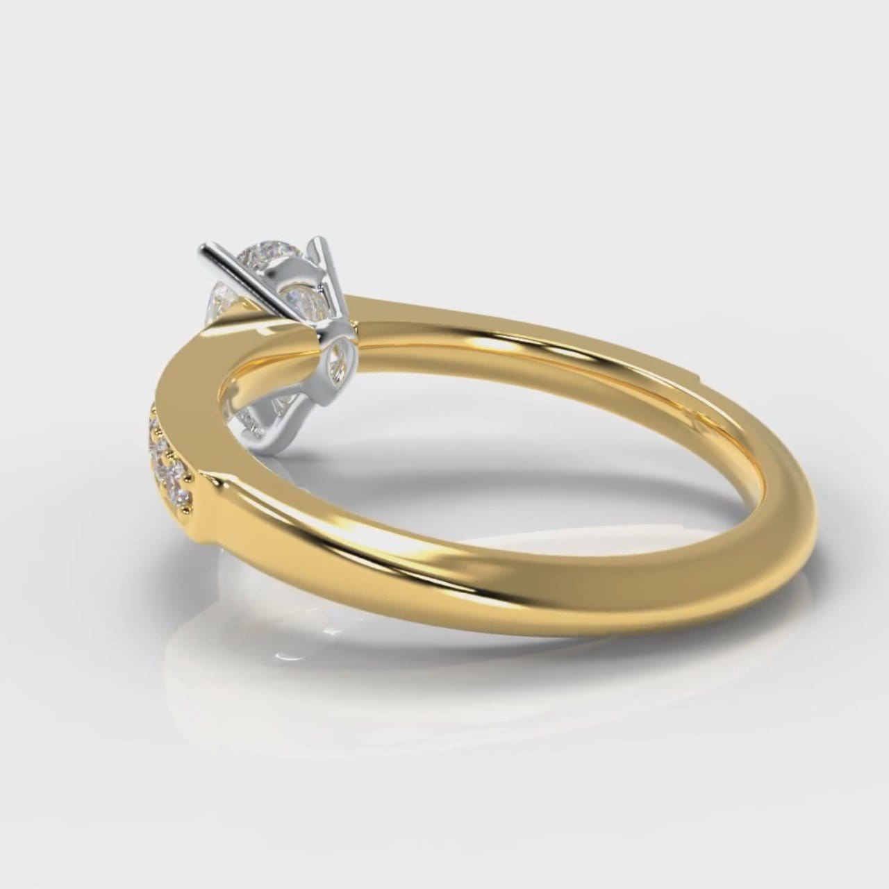 Pavé Pear Diamond Engagement Ring - Yellow Gold