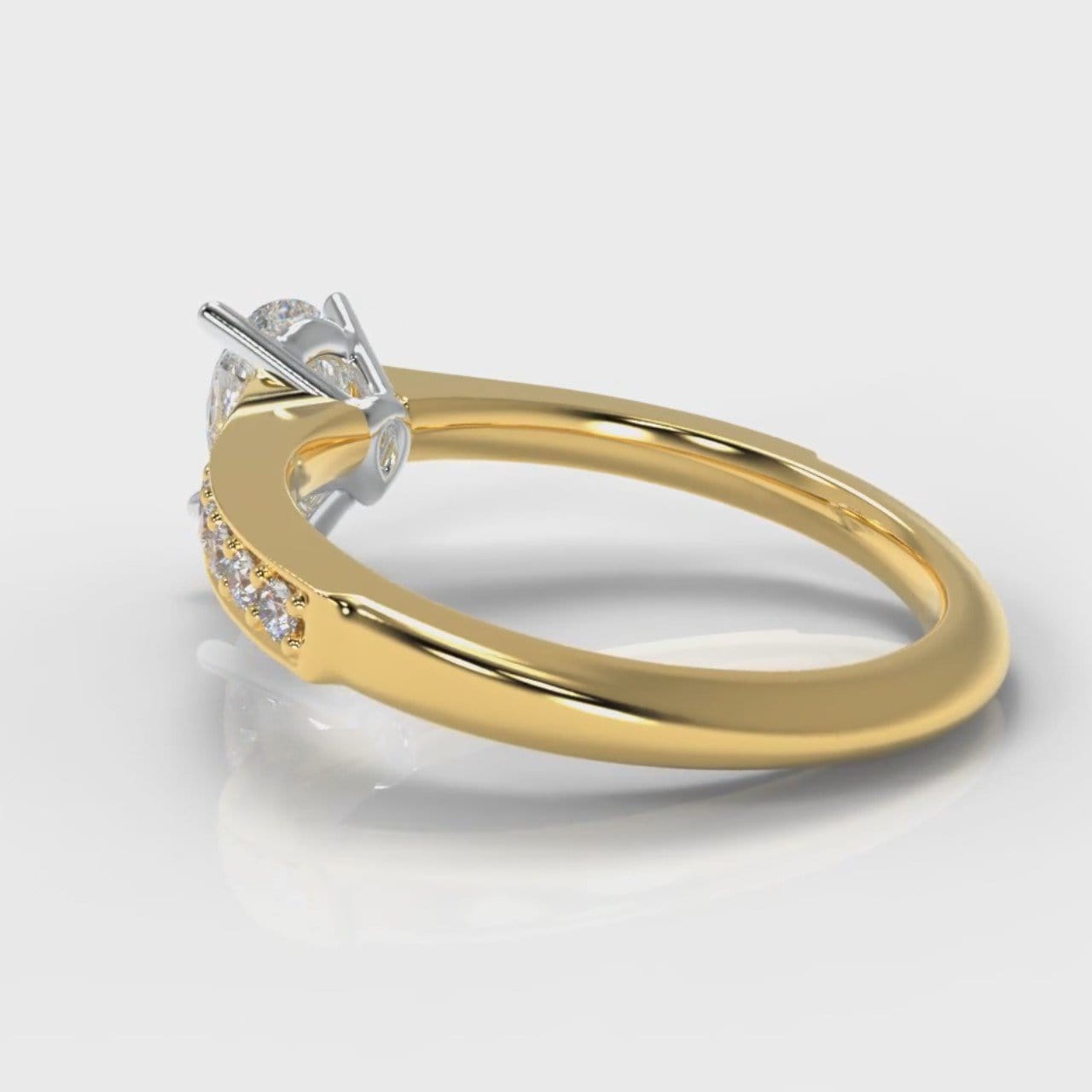 Pavé Pear Diamond Engagement Ring - Yellow Gold