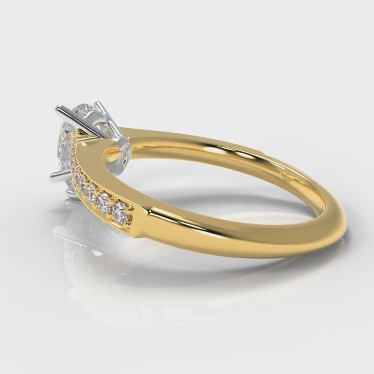 Pavé Pear Diamond Engagement Ring - Yellow Gold