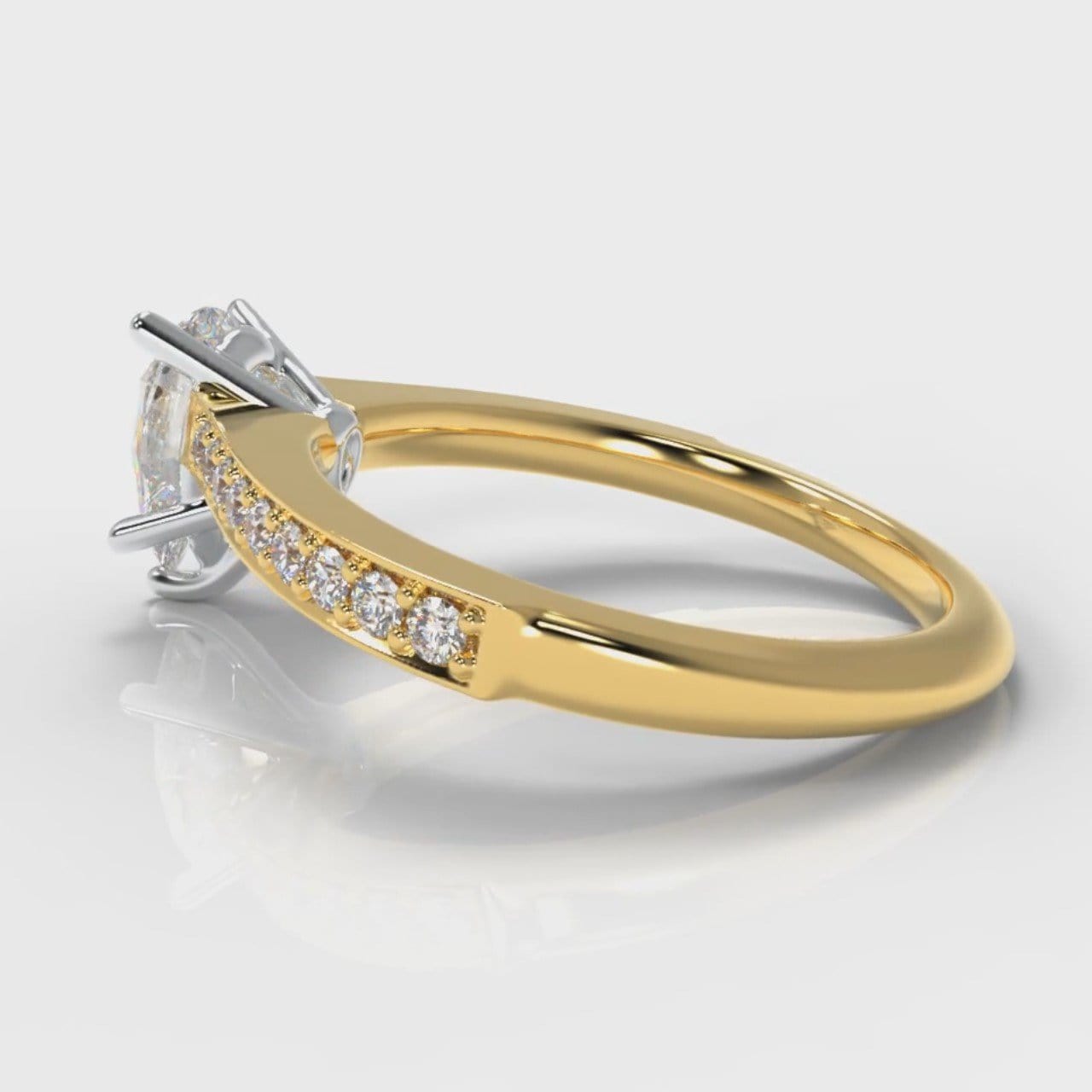 Pavé Pear Diamond Engagement Ring - Yellow Gold