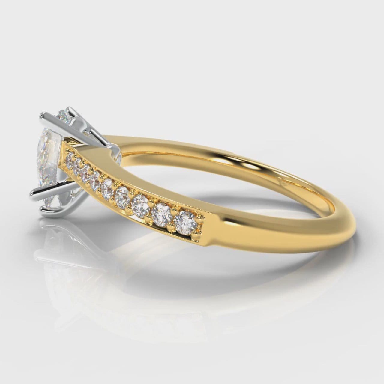 Pavé Pear Diamond Engagement Ring - Yellow Gold