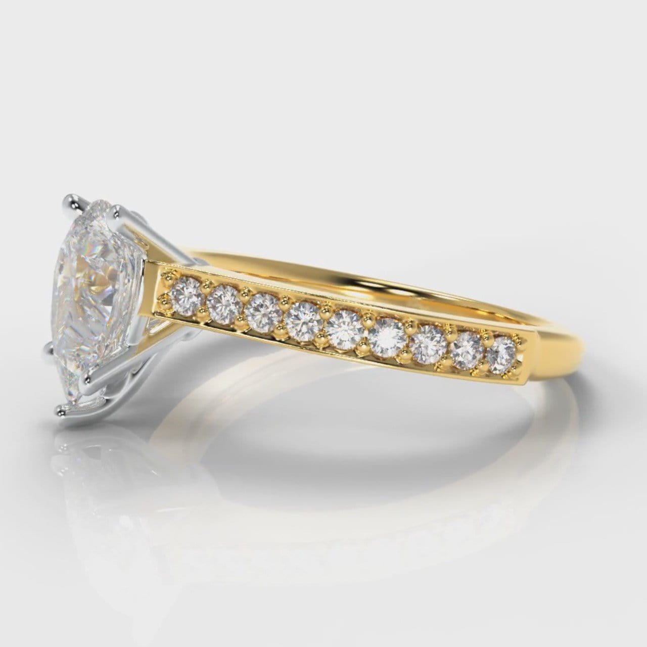 Pavé Pear Diamond Engagement Ring - Yellow Gold