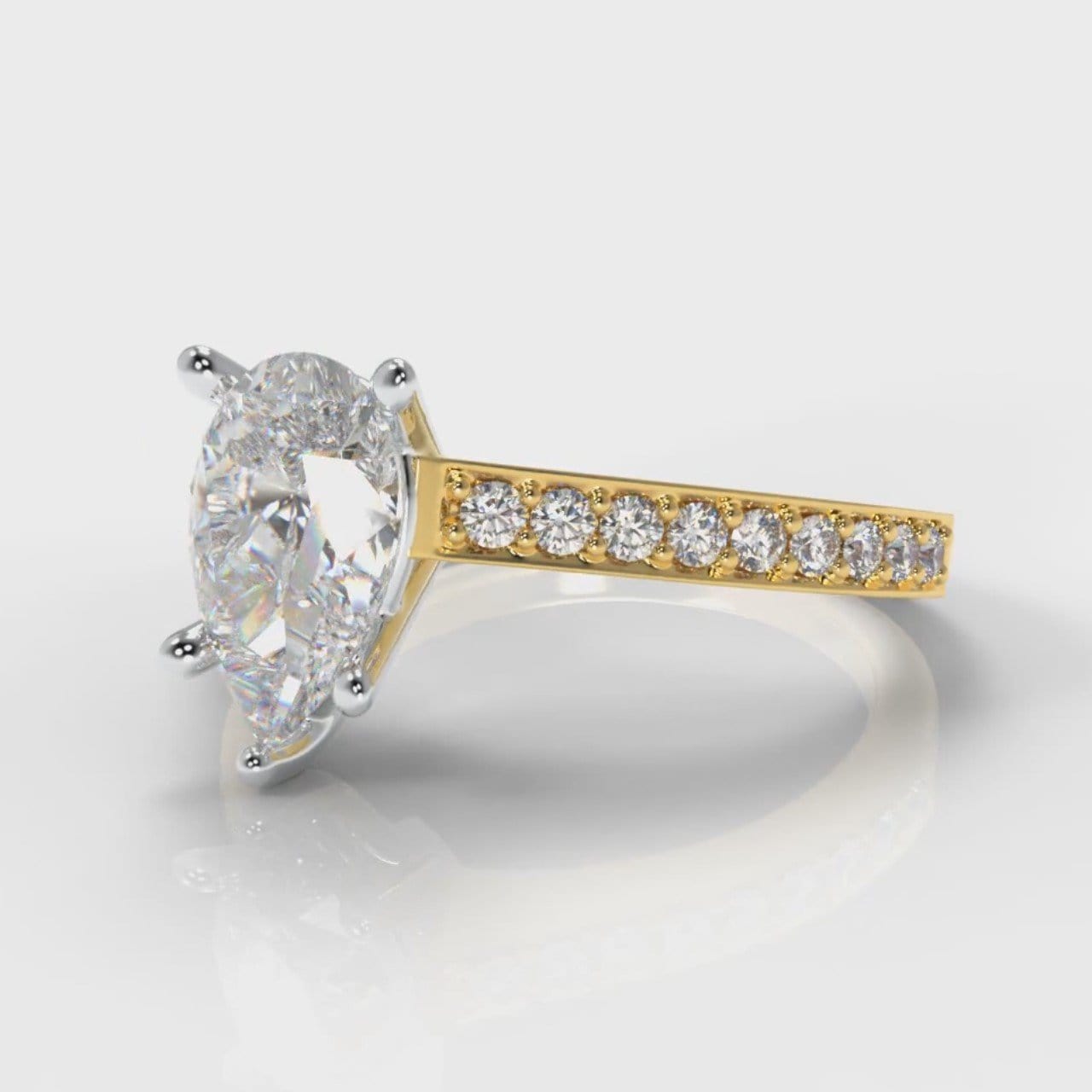 Pavé Pear Diamond Engagement Ring - Yellow Gold