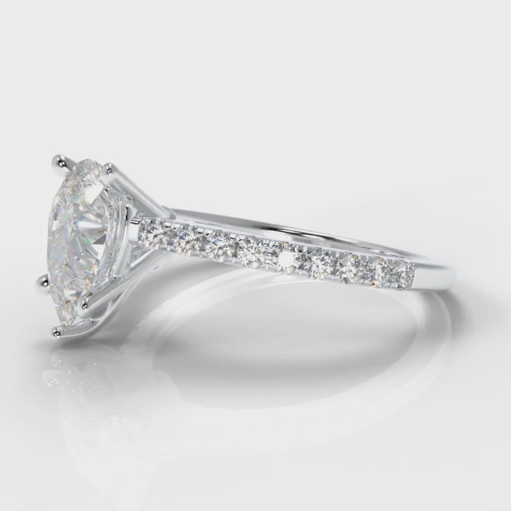 Petite Micropavé Pear Diamond Engagement Ring