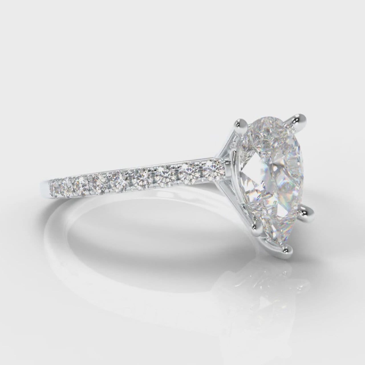 Petite Micropavé Pear Diamond Engagement Ring