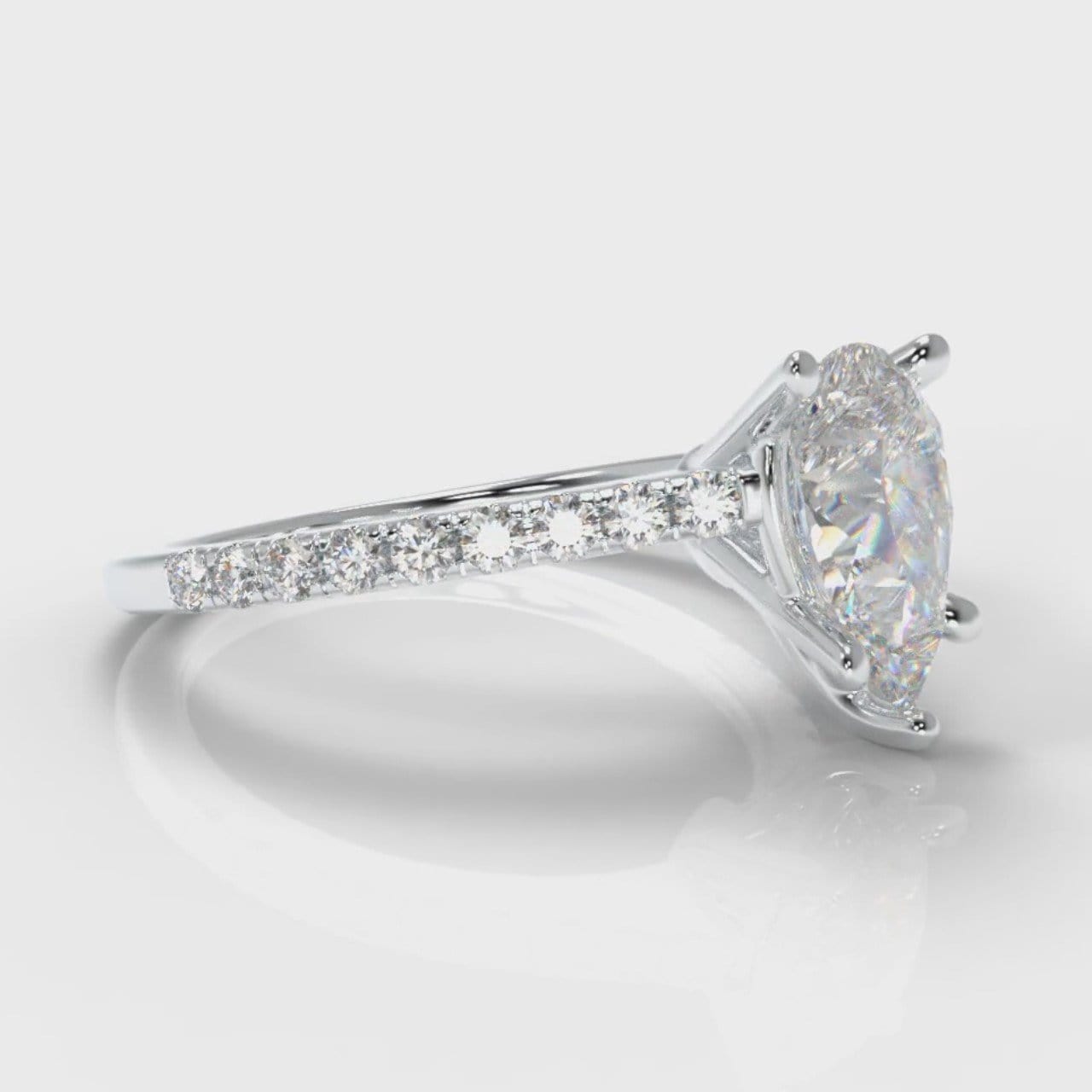 Petite Micropavé Pear Diamond Engagement Ring