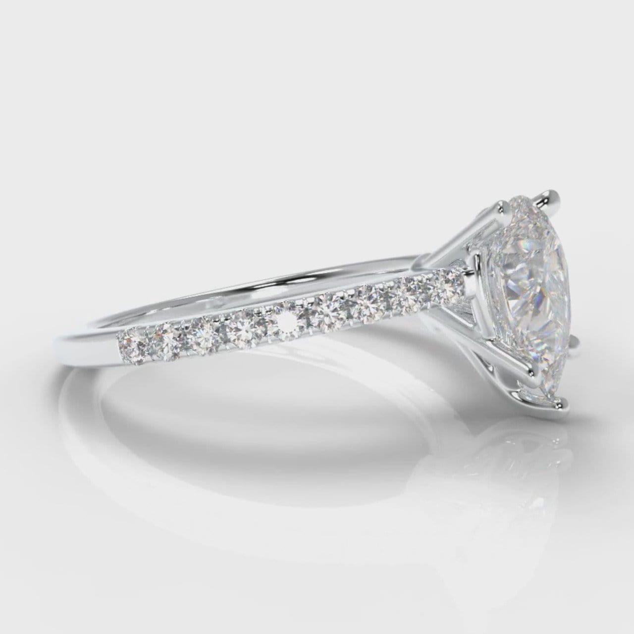 Petite Micropavé Pear Diamond Engagement Ring