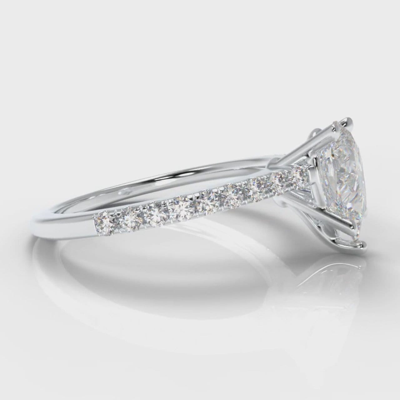 Petite Micropavé Pear Diamond Engagement Ring