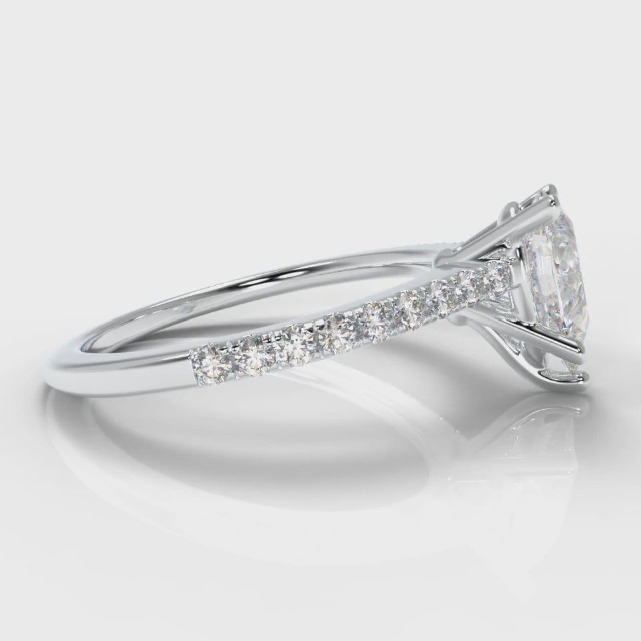 Petite Micropavé Pear Diamond Engagement Ring