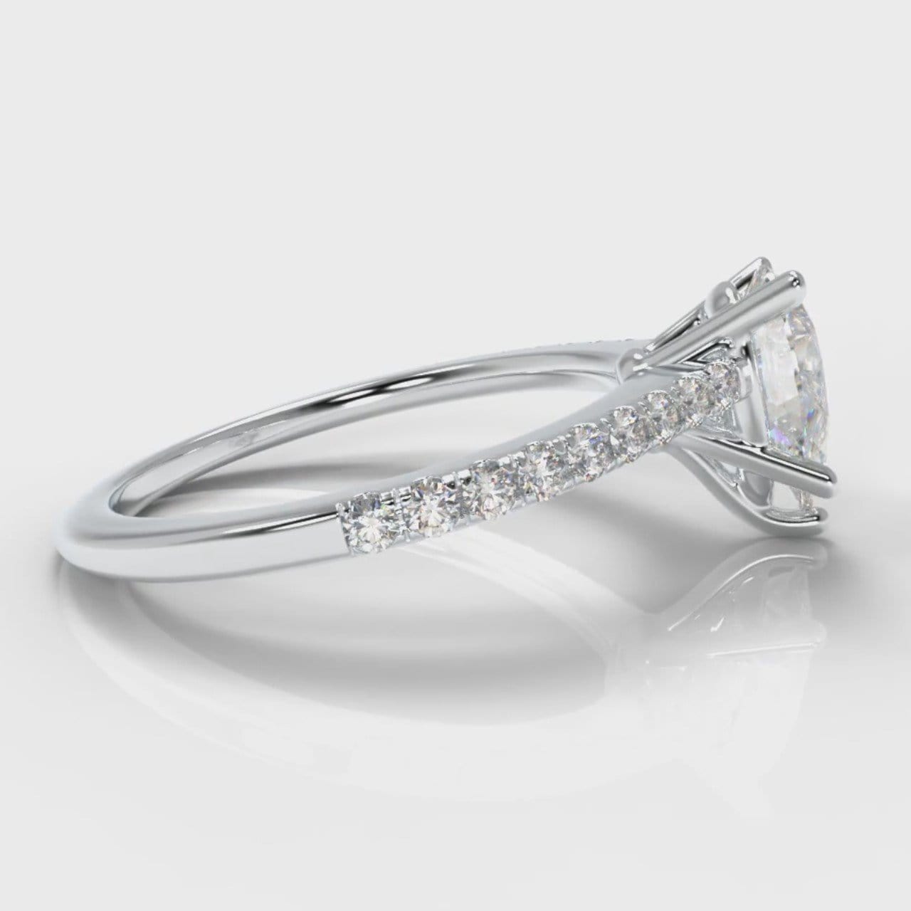 Petite Micropavé Pear Diamond Engagement Ring