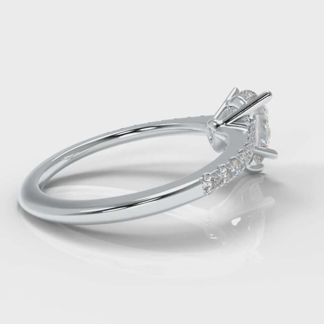 Petite Micropavé Pear Diamond Engagement Ring