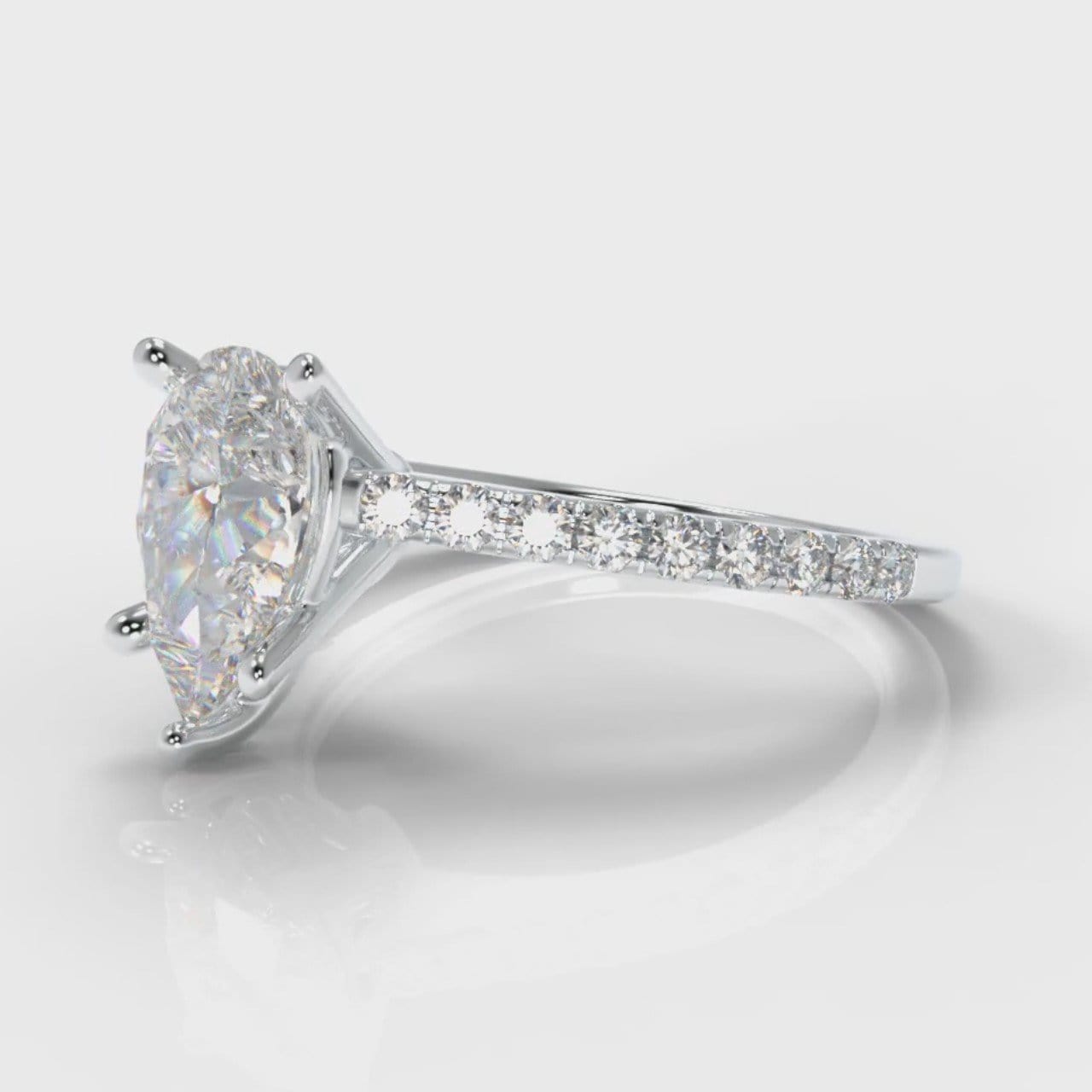 Petite Micropavé Pear Diamond Engagement Ring
