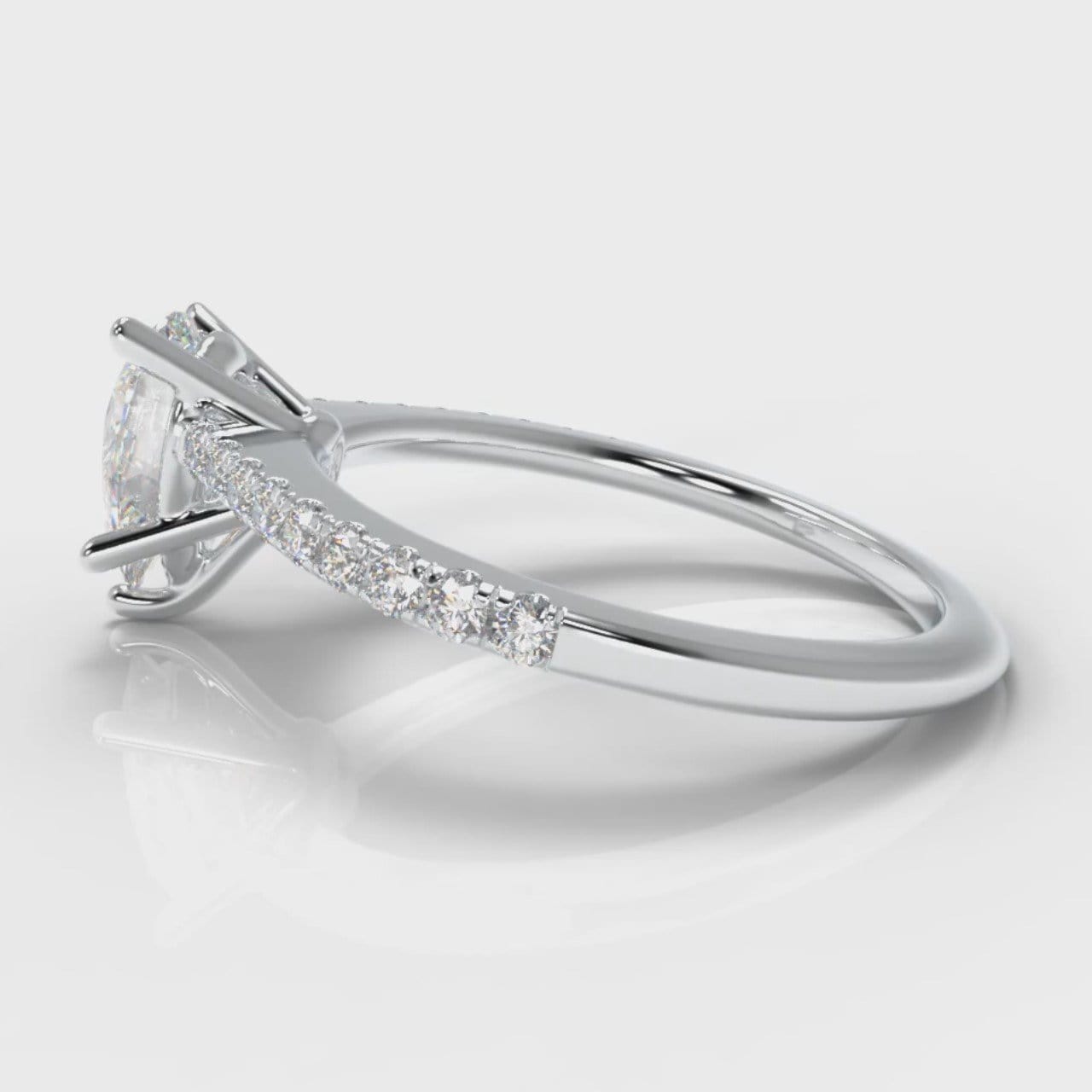 Petite Micropavé Pear Diamond Engagement Ring