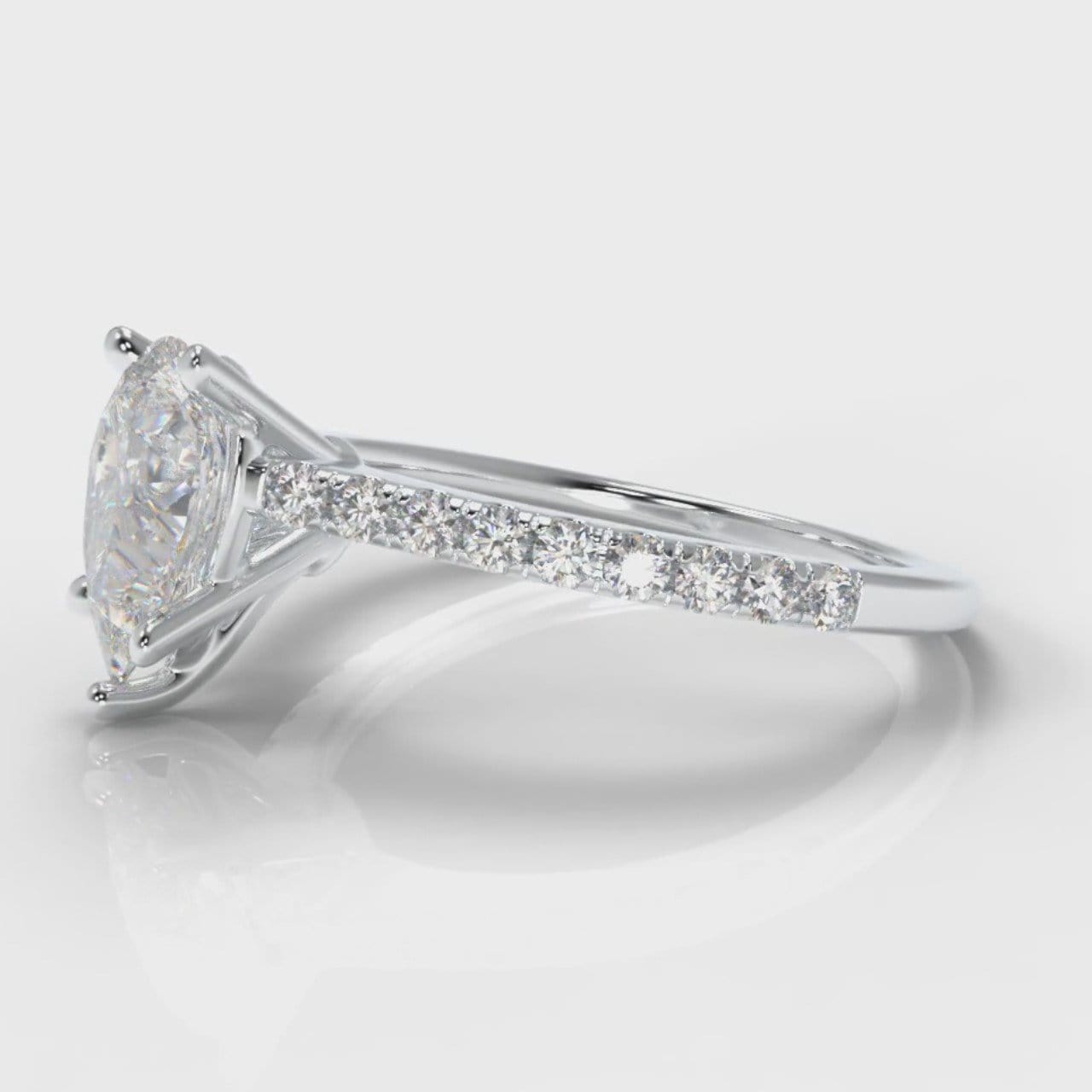 Petite Micropavé Pear Diamond Engagement Ring