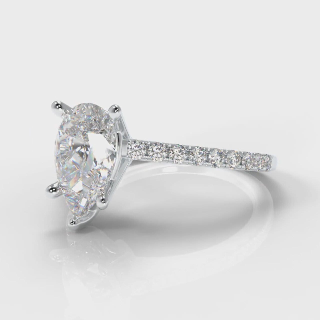 Petite Micropavé Pear Diamond Engagement Ring