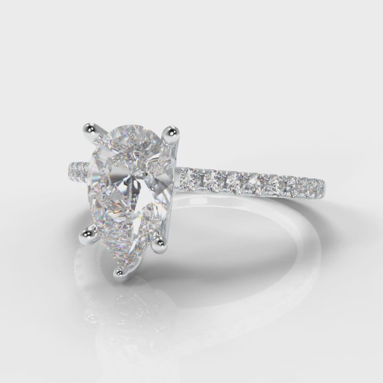 Petite Micropavé Pear Diamond Engagement Ring