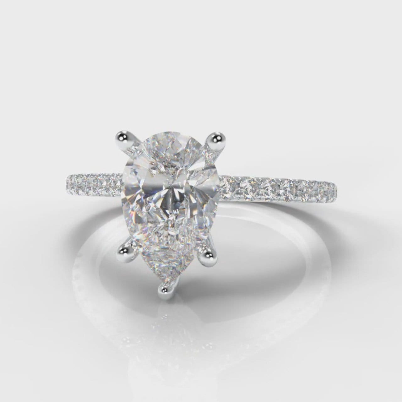 Petite Micropavé Pear Diamond Engagement Ring