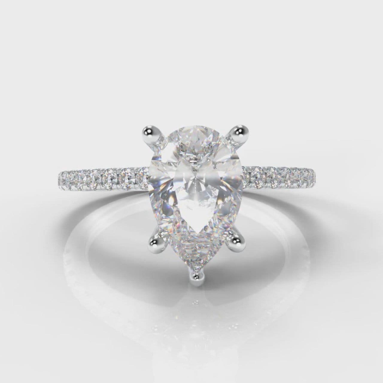 Petite Micropavé Pear Diamond Engagement Ring