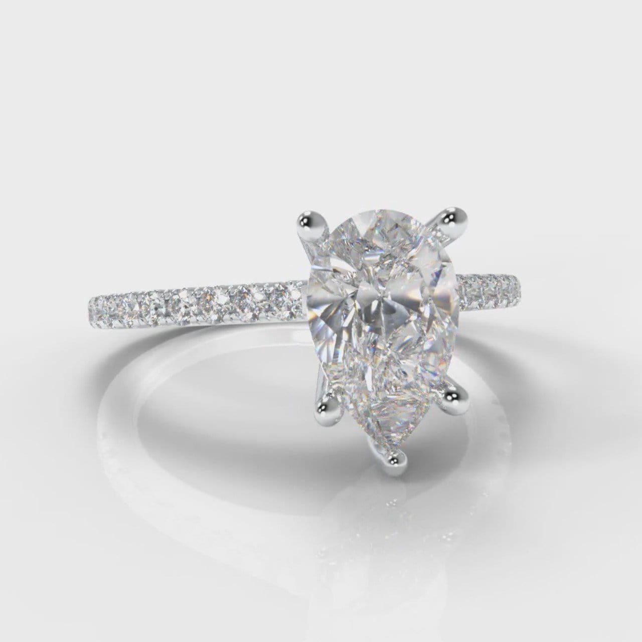 Petite Micropavé Pear Diamond Engagement Ring