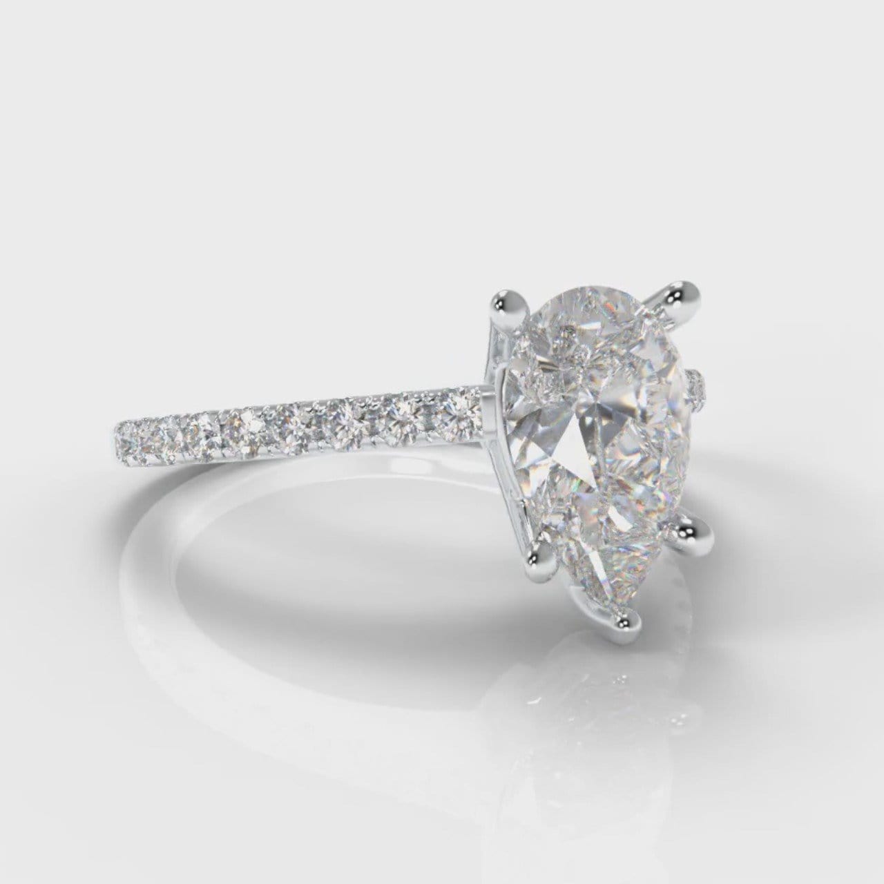 Petite Micropavé Pear Diamond Engagement Ring