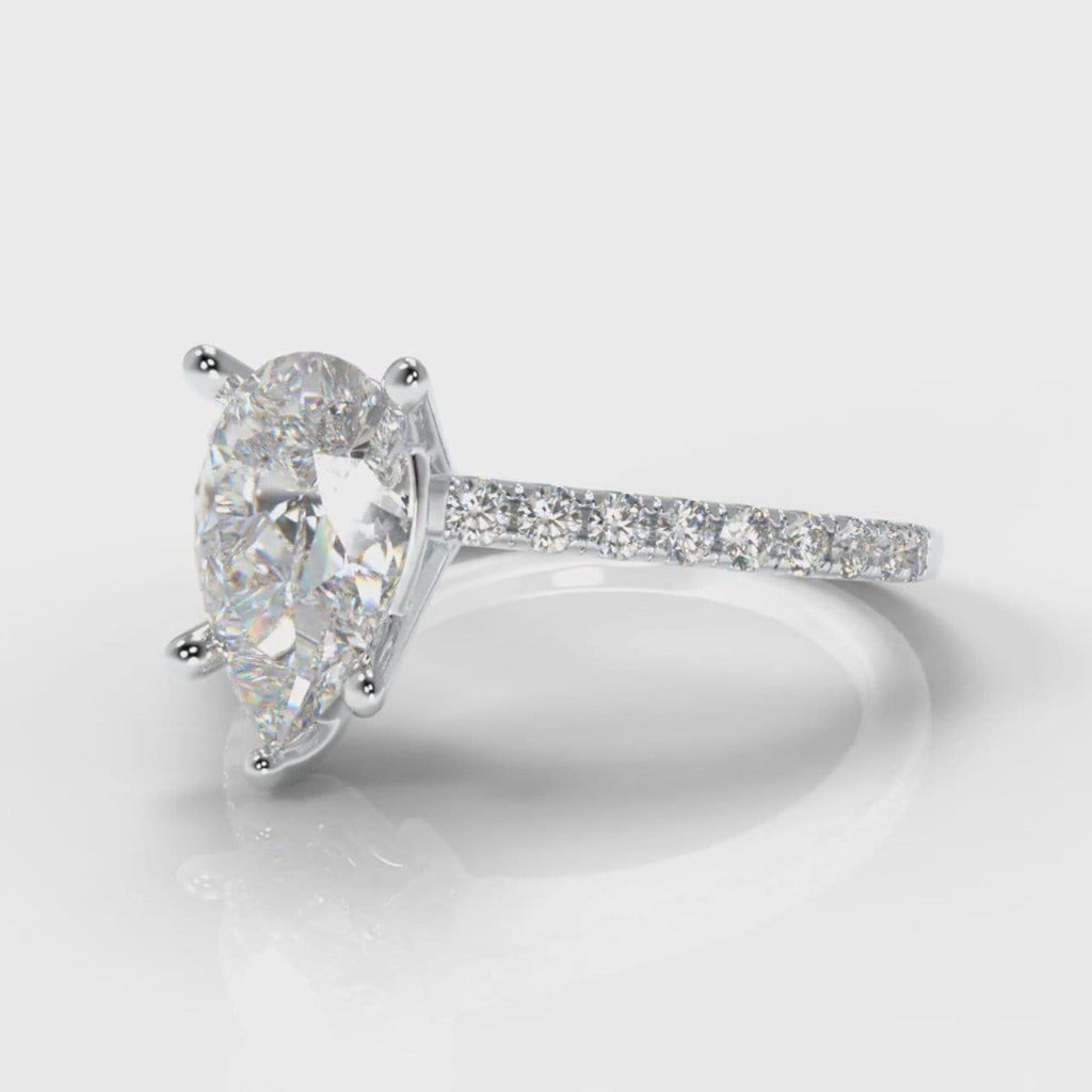 Petite Micropavé Pear Diamond Engagement Ring