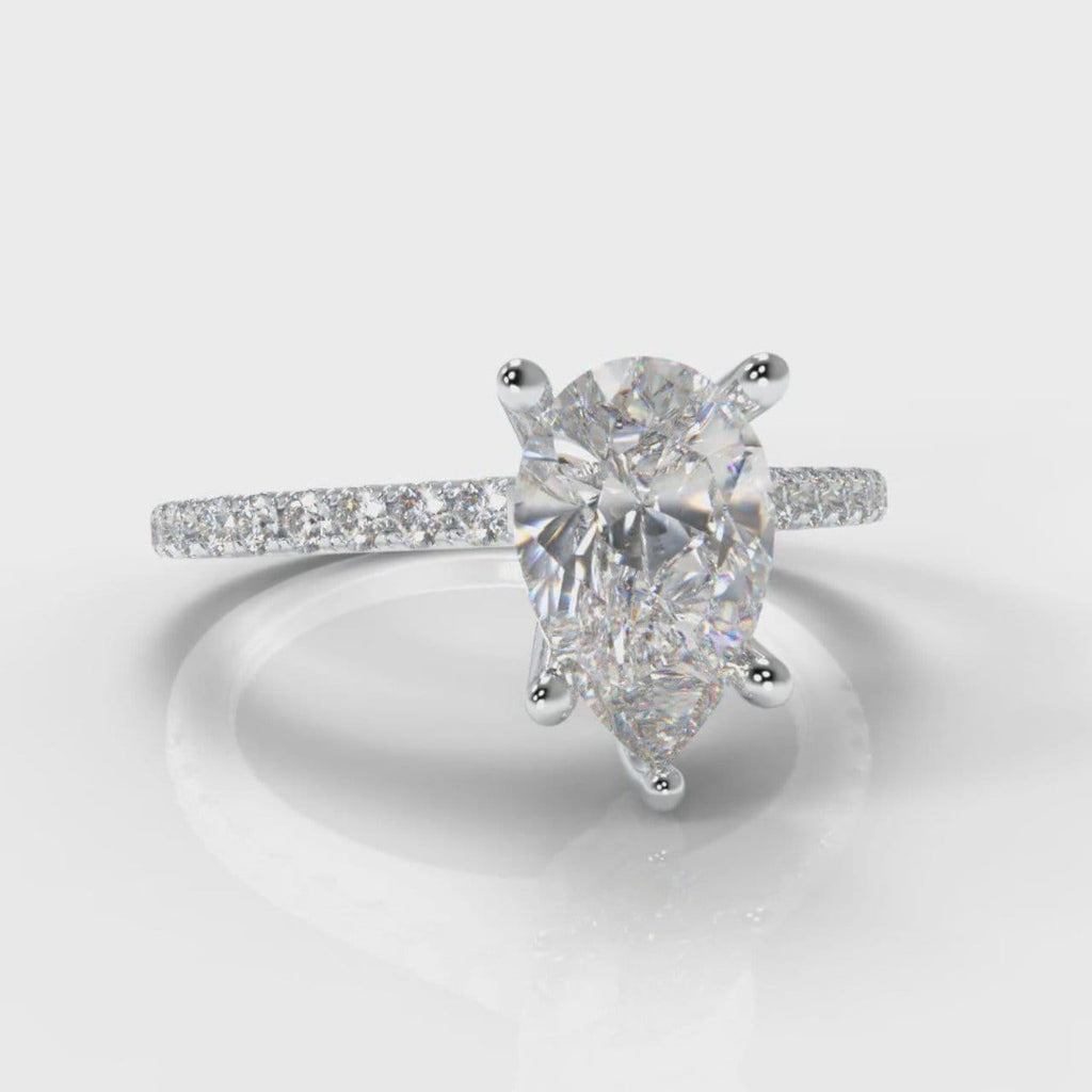 Petite Micropavé Pear Diamond Engagement Ring