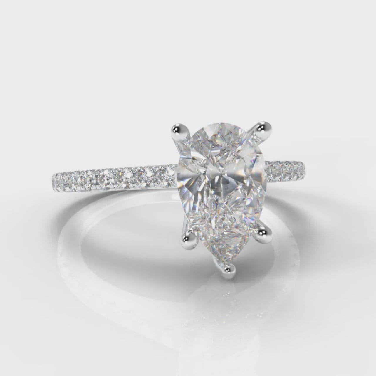 Petite Micropavé Pear Diamond Engagement Ring