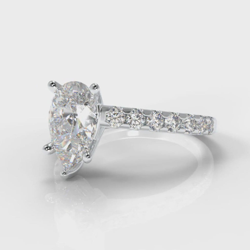 Micropavé Pear Diamond Engagement Ring