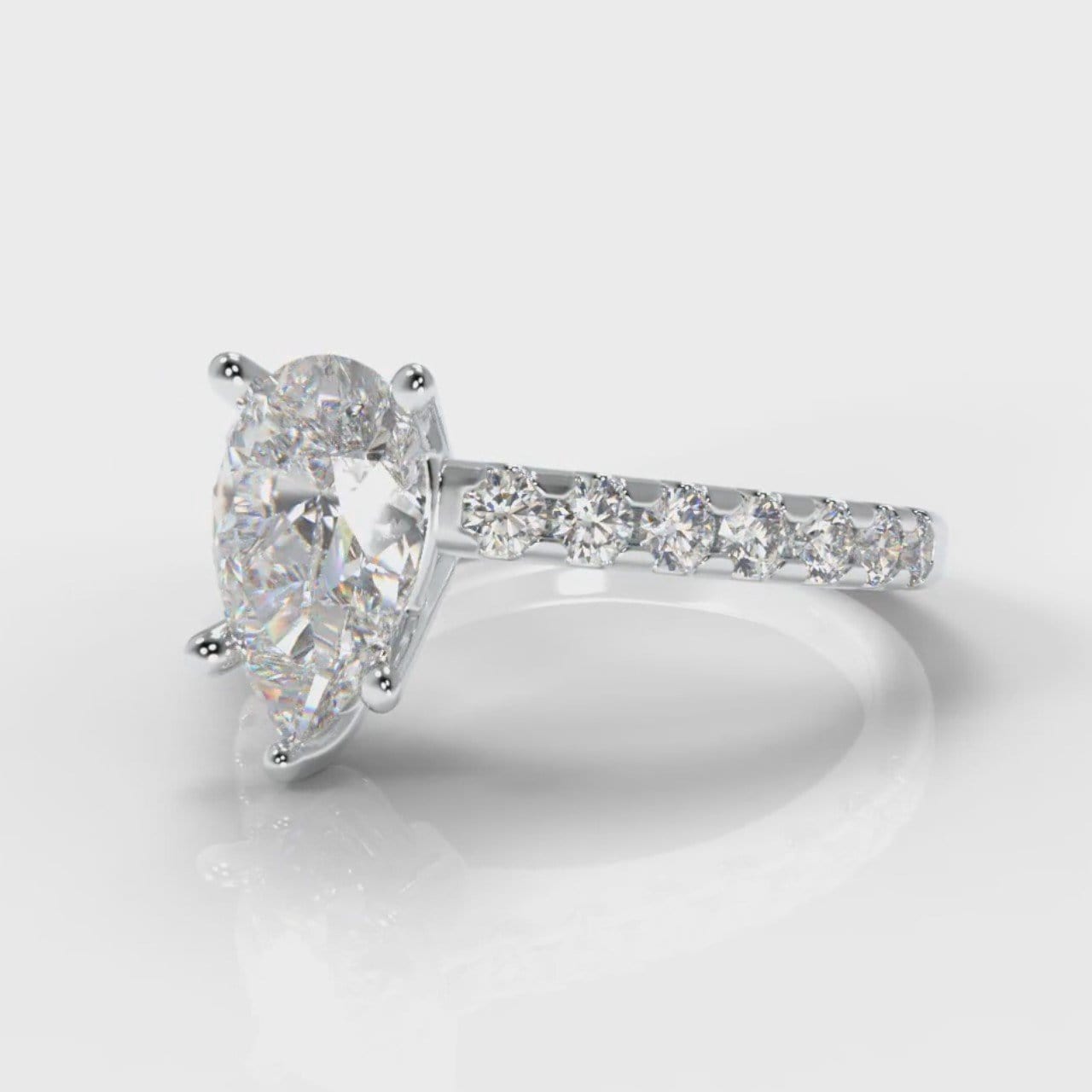 Micropavé Pear Diamond Engagement Ring