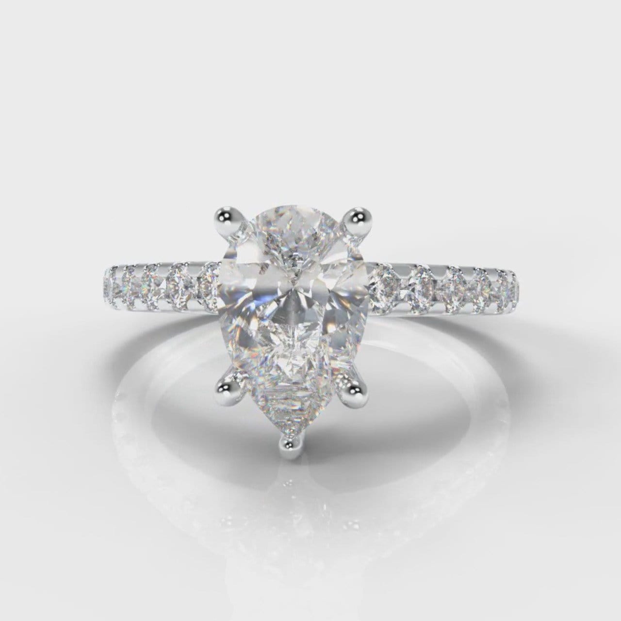 Micropavé Pear Diamond Engagement Ring