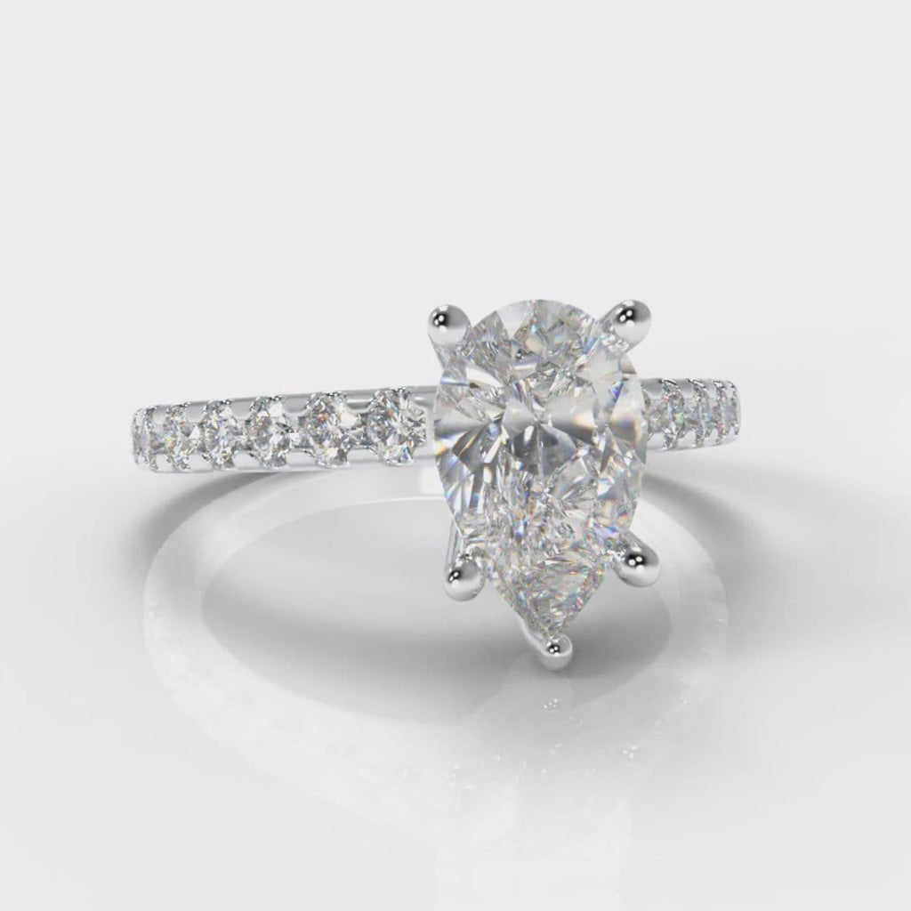 Micropavé Pear Diamond Engagement Ring