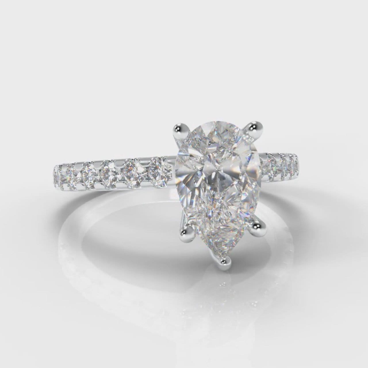 Micropavé Pear Diamond Engagement Ring