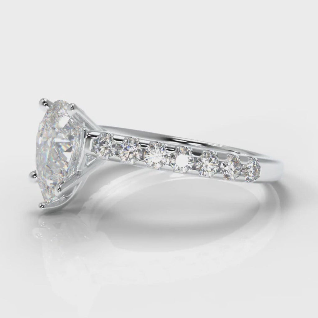 Micropavé Pear Diamond Engagement Ring