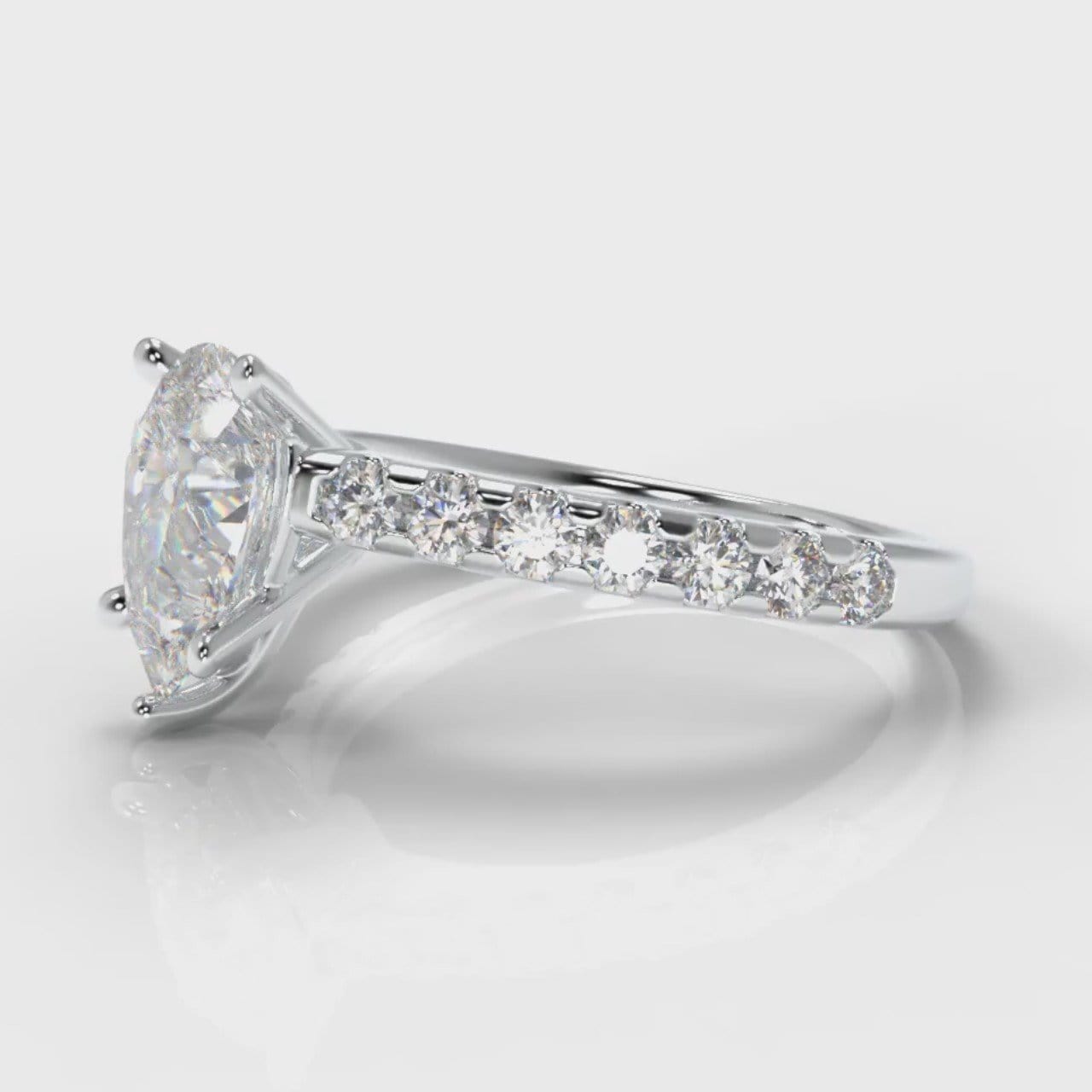Micropavé Pear Diamond Engagement Ring