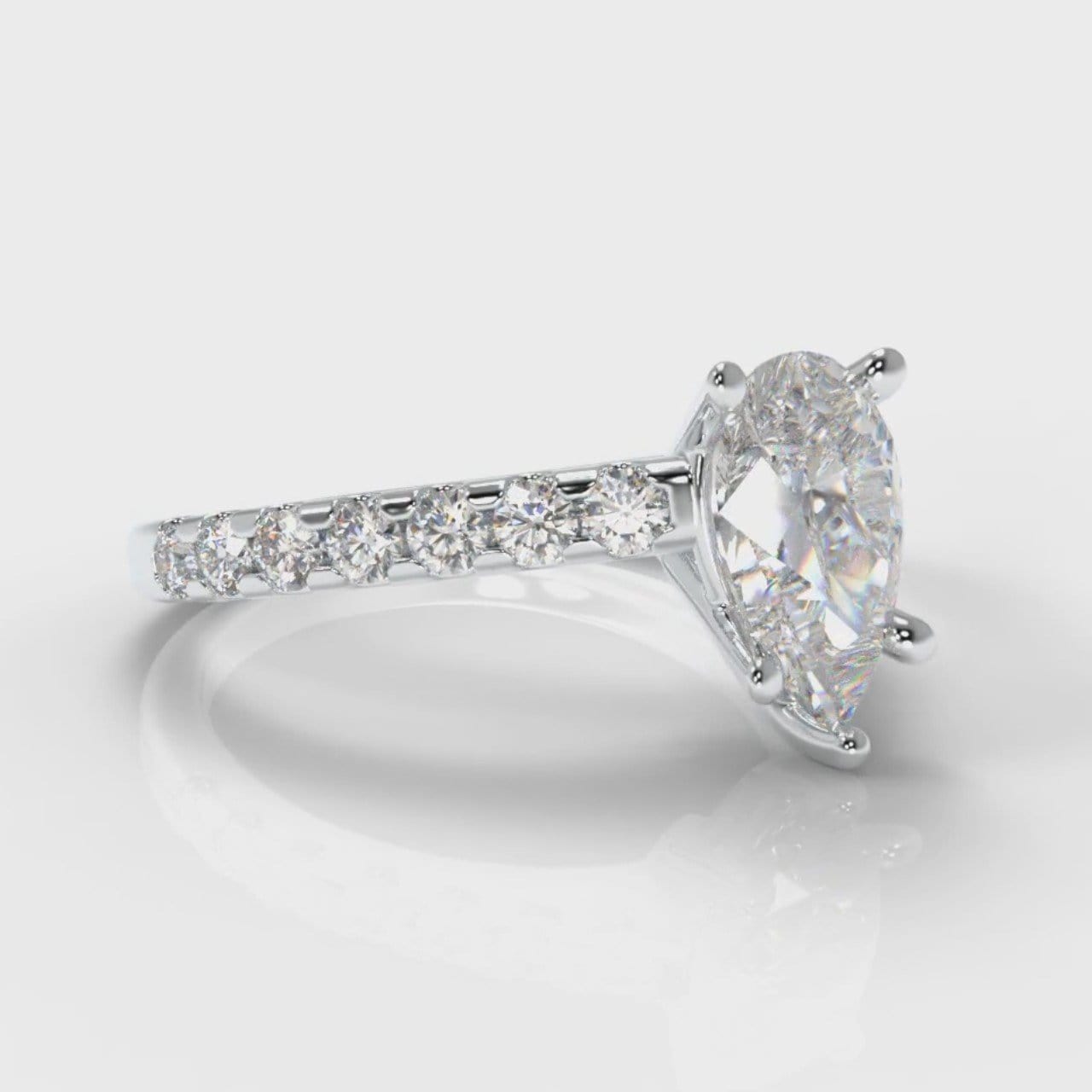 Micropavé Pear Diamond Engagement Ring