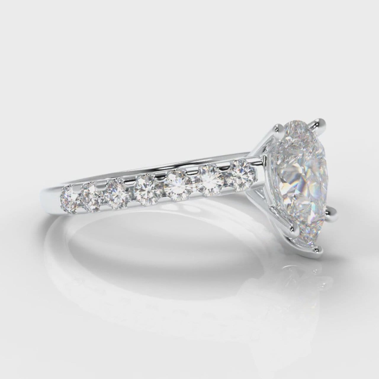 Micropavé Pear Diamond Engagement Ring