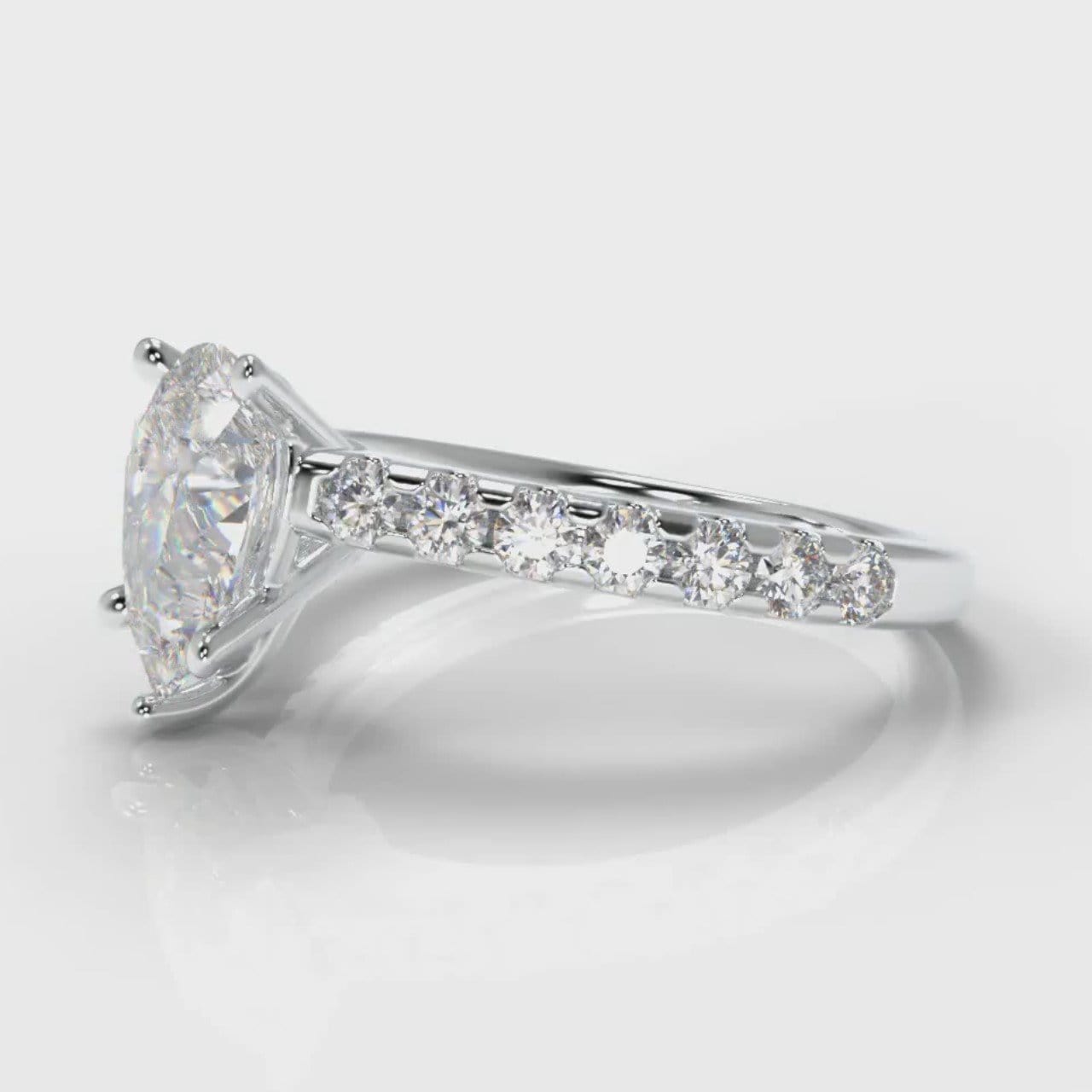 Micropavé Pear Diamond Engagement Ring