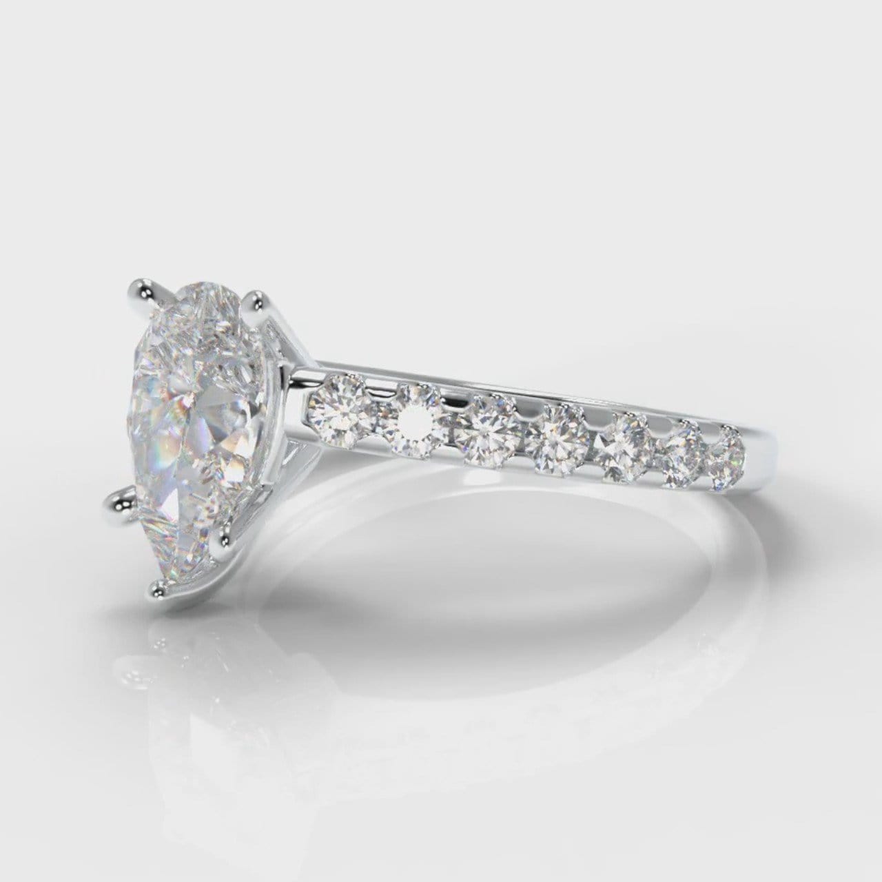 Micropavé Pear Diamond Engagement Ring