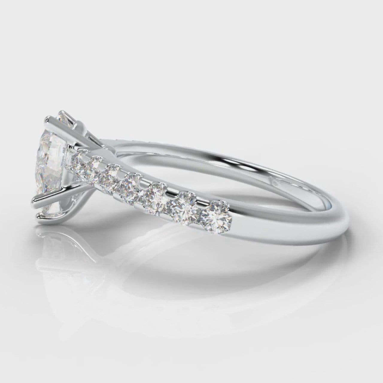 Micropavé Pear Diamond Engagement Ring