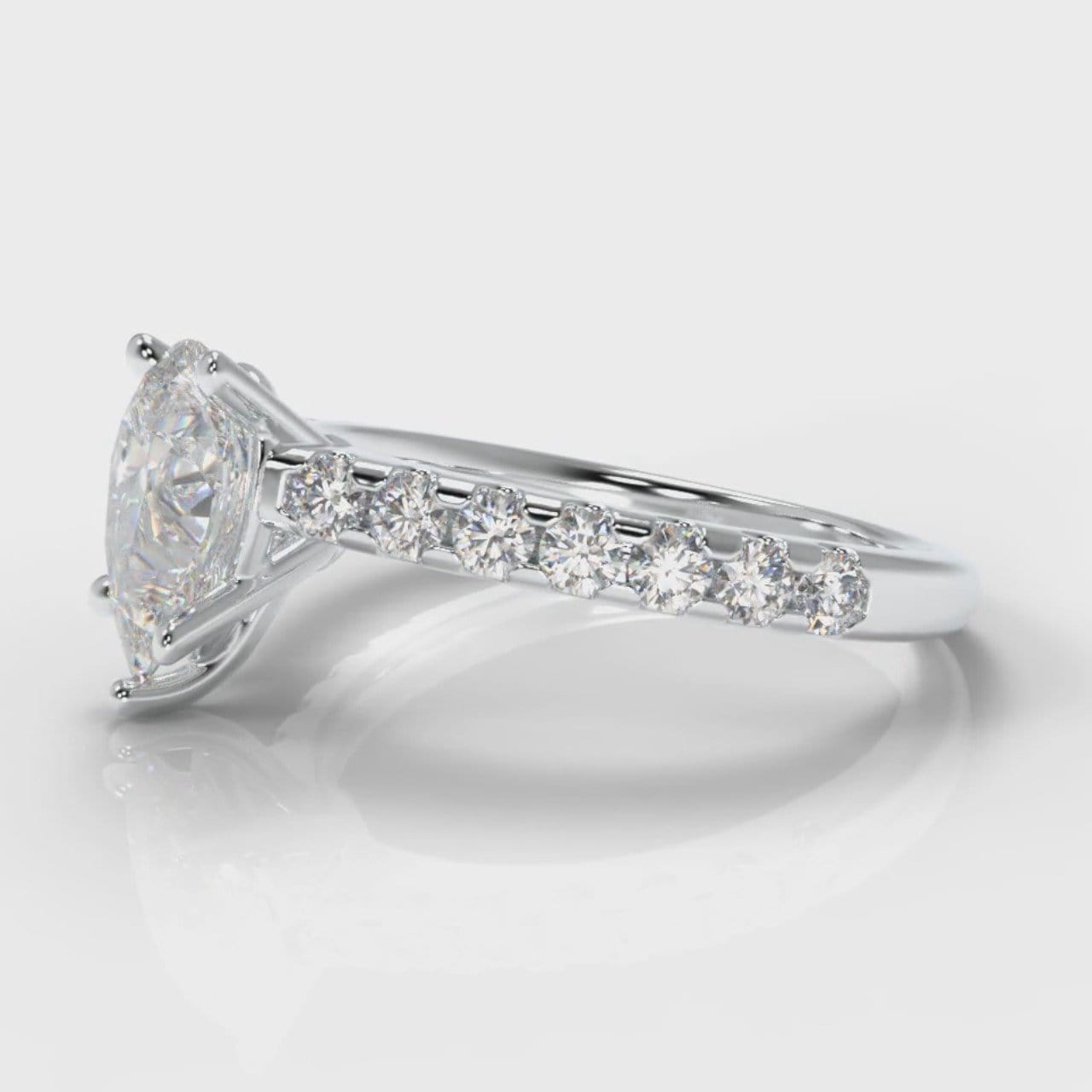 Micropavé Pear Diamond Engagement Ring