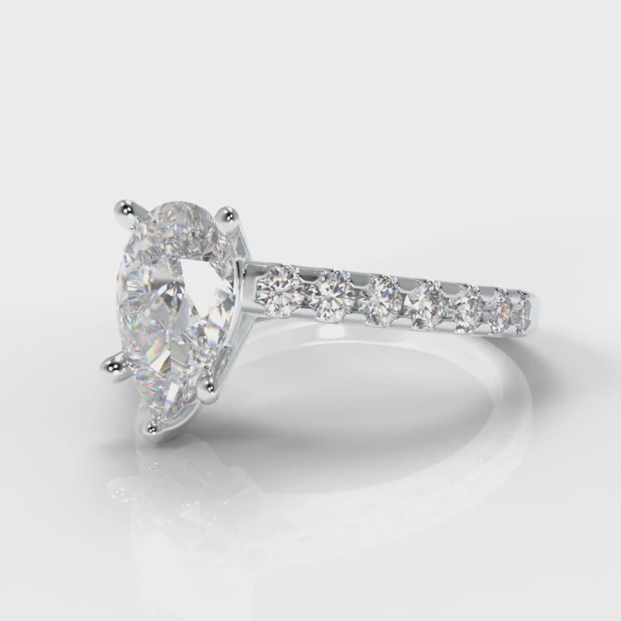 Micropavé Pear Diamond Engagement Ring