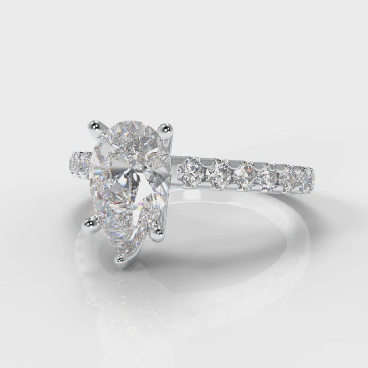 Micropavé Pear Diamond Engagement Ring