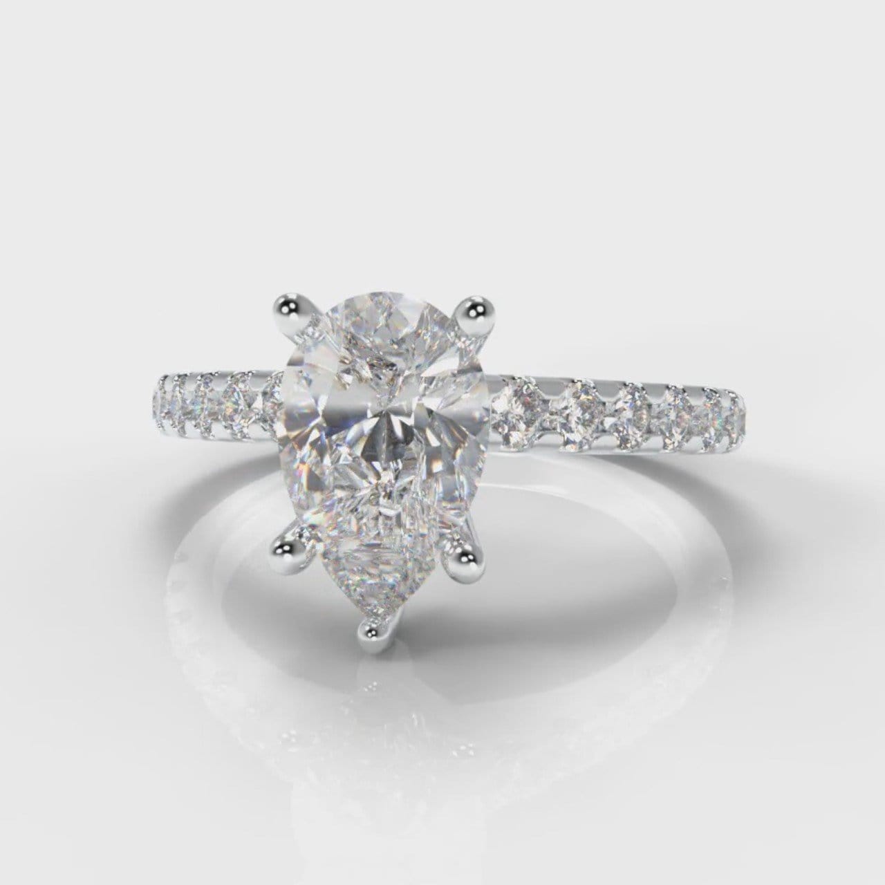 Micropavé Pear Diamond Engagement Ring