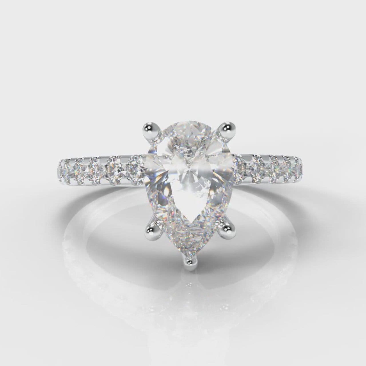 Micropavé Pear Diamond Engagement Ring