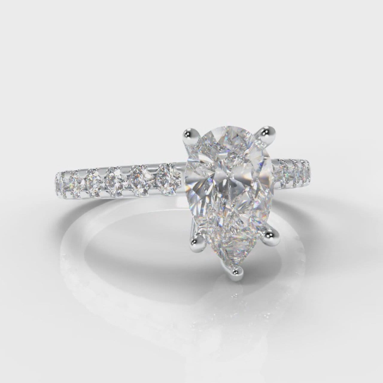 Micropavé Pear Diamond Engagement Ring