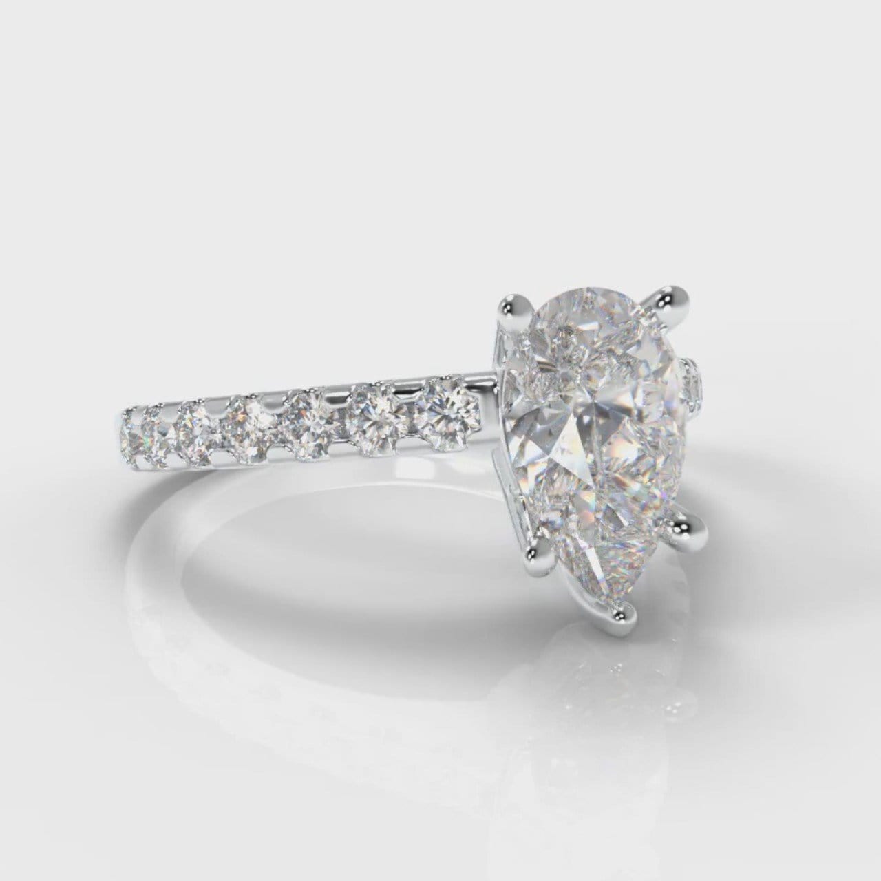 Micropavé Pear Diamond Engagement Ring