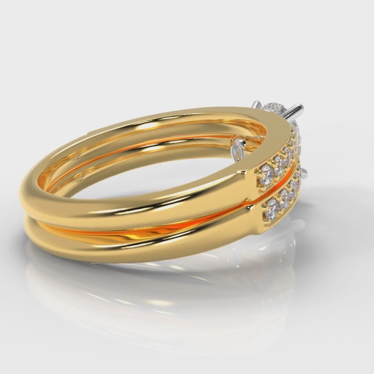 Pavé Pear Diamond Bridal Set - Yellow Gold