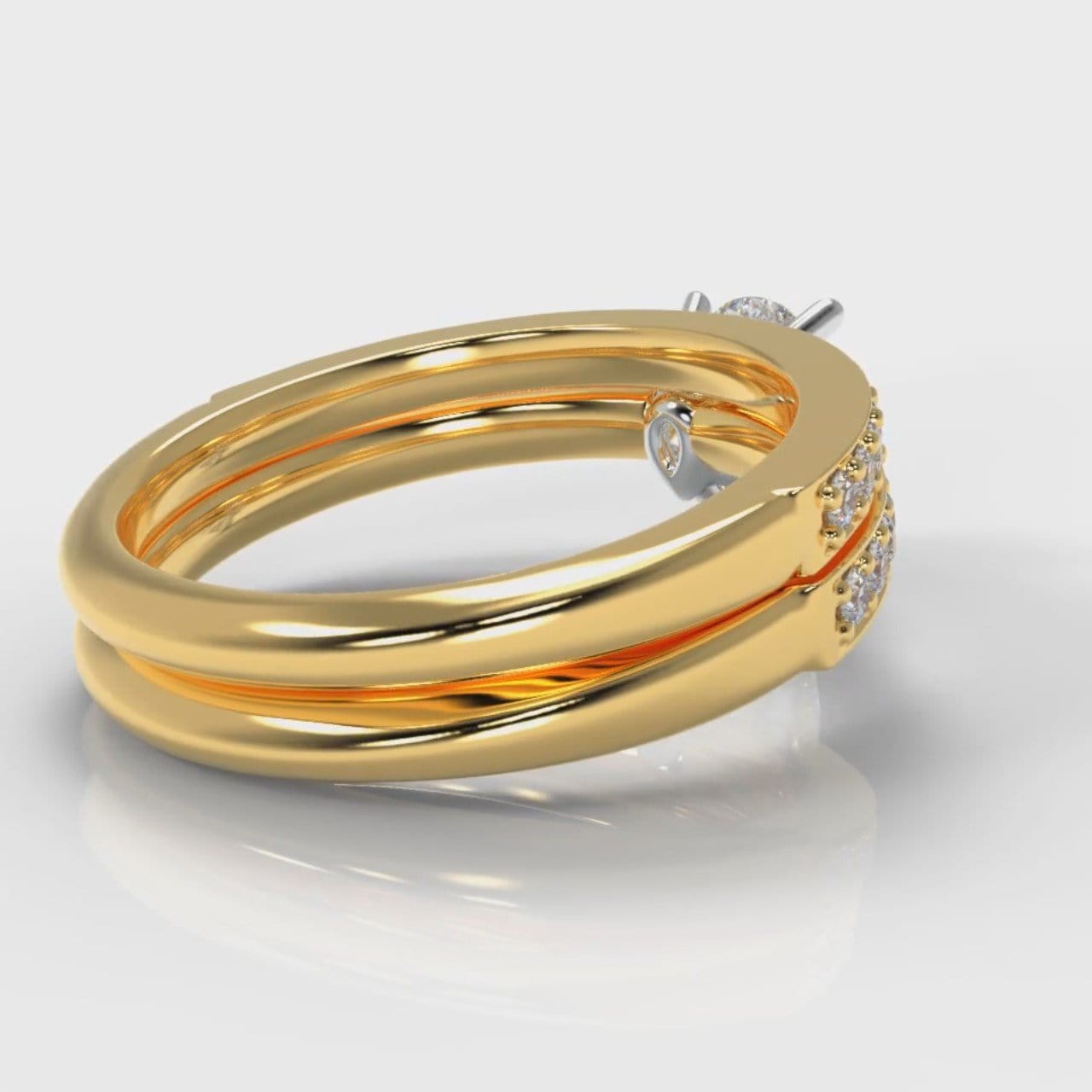 Pavé Pear Diamond Bridal Set - Yellow Gold