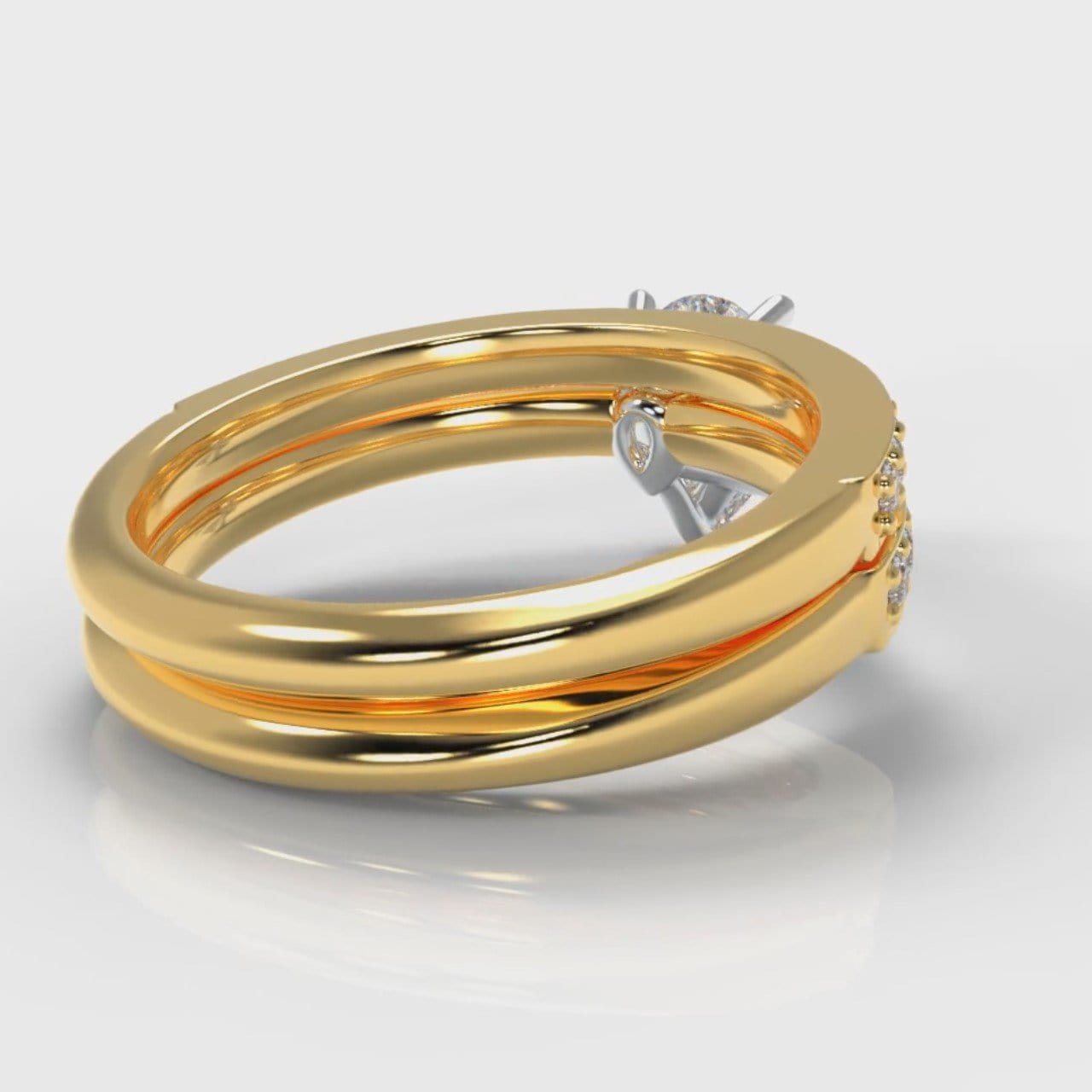 Pavé Pear Diamond Bridal Set - Yellow Gold